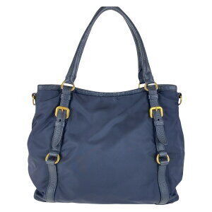 Prada bag shoulder Navy leather Blue nylon